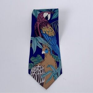 World Wildlife Fund 100% Silk Tropical Parrot Neck Tie; Conservation, Formal